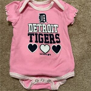 Pink Detroit Tigers Baby Onesie